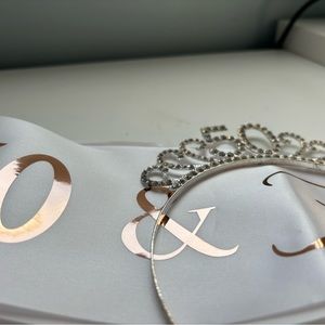 50th birthday rose gold party accessories.  Sash & crown.
